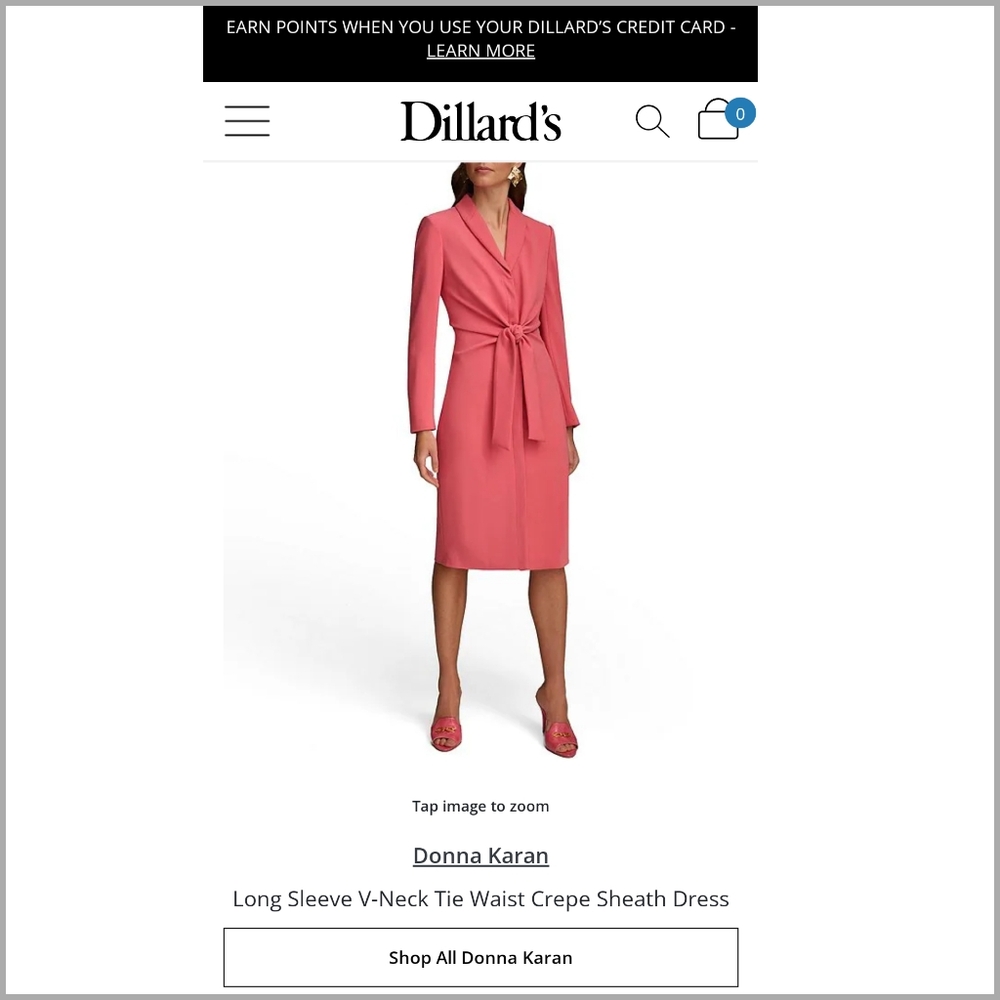 Donna Karan V-neck hidden button down dress in size 14